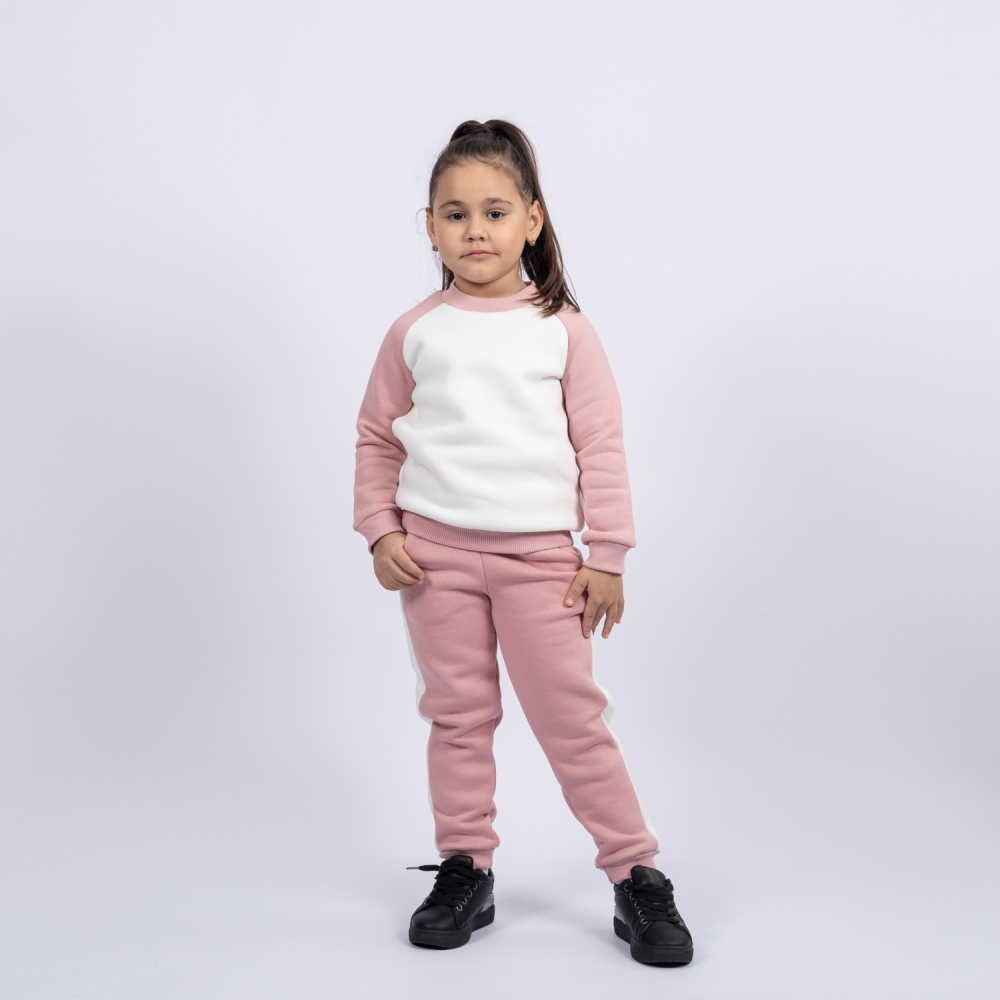 314-ПУ. Свитшот + Штаны, пудра, хлопок 65%, 35% ПЭ, 3-х нитка (начес) 80,86,92,98,104