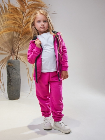 328-Ф. Костюм детский на молнии, фуксия, хлопок 65%, 35% ПЭ, 3-х нитка без начеса 98,104,110,116