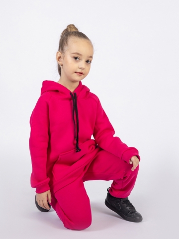 296-Ф. Свитшот с капюшоном  + Штаны, хлопок 65%, 35% ПЭ, 3-х нитка (начес) фуксия 80,86,92