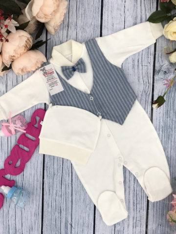 Купить оптом 224-Г. Комбинезон, хлопок 100% интерлок, "Жилет новый" голубая полоса в Пензе