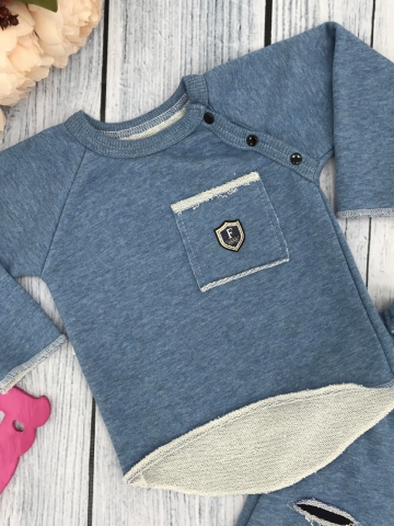 239. Костюм ясельный, хлопок 65%, 35% ПЭ, 3-х нитка футер без начеса, джинса 74,80,86