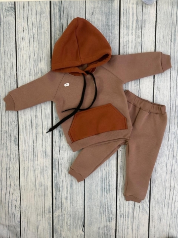 296-РАЗ. Худи +Брюки детские, хлопок 65%, 35%  ПЭ, 3-х нитка (начес) разноцветный 80,86,92