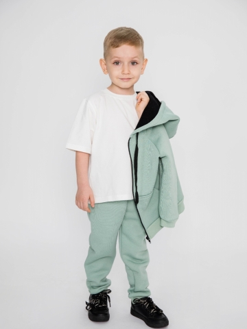 319-ОЛ. Костюм детский  на молнии, олива, хлопок 65%, 35% ПЭ, 3-х нитка (начес) 80,86,92