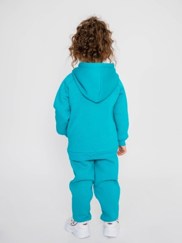 296-Б. Свитшот с капюшоном + Штаны, хлопок 65%, 35% ПЭ, 3-х нитка (начес) бирюза 98,104,110,116