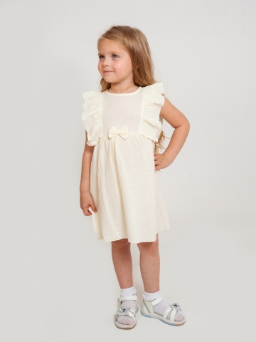 Купить 322-СЛ. Платье из муслина детское, хлопок 100% сливочный, р. 98,104,110,116 в Пензе