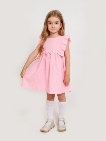 Купить 322-Р. Платье из муслина детское, хлопок 100% розовый, р. 98,104,110,116 в Пензе