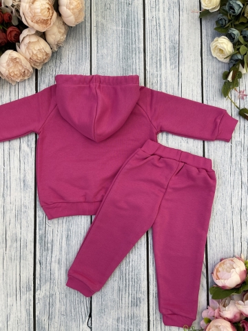 311-Ф. Свитшот с капюшоном + Штаны, хлопок 65%, 35% ПЭ, 3-х нитка ( без начеса) фуксия 98,104,110,116
