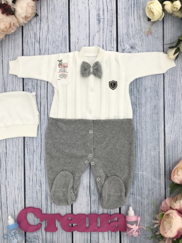 Купить оптом 302-С. Комбинезон складки  хлопок 80% велюр, 20 % ПЭ, р 56,62 , серый в Пензе