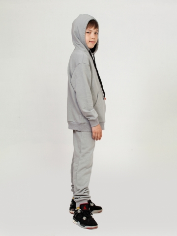 311-ГР. Свитшот с капюшоном + Штаны, хлопок 65%, 35% ПЭ, 3-х нитка ( без начеса) графит 146,152,158