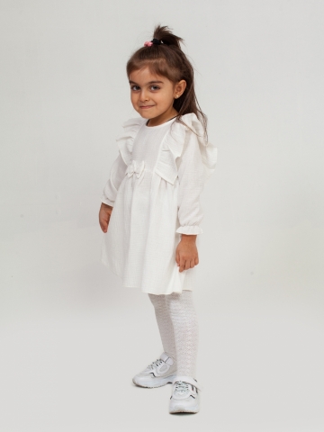 Купить 321-МО. Платье из муслина детское, хлопок 100% молочный, р. 98,104,110,116 в Пензе