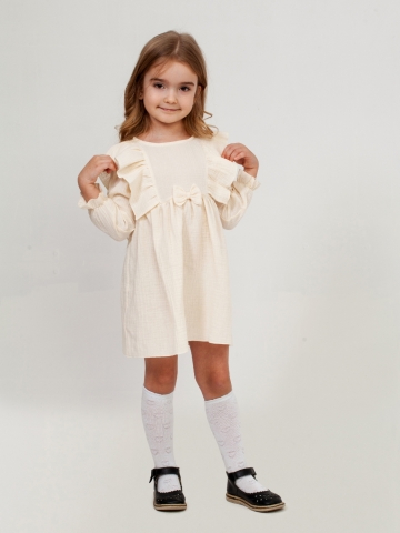 Купить 321-СЛ. Платье из муслина детское, хлопок 100% сливочный, р. 98,104,110,116 в Пензе