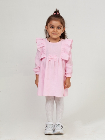 Купить 321-Р. Платье из муслина детское, хлопок 100% розовый, р. 98,104,110,116 в Пензе